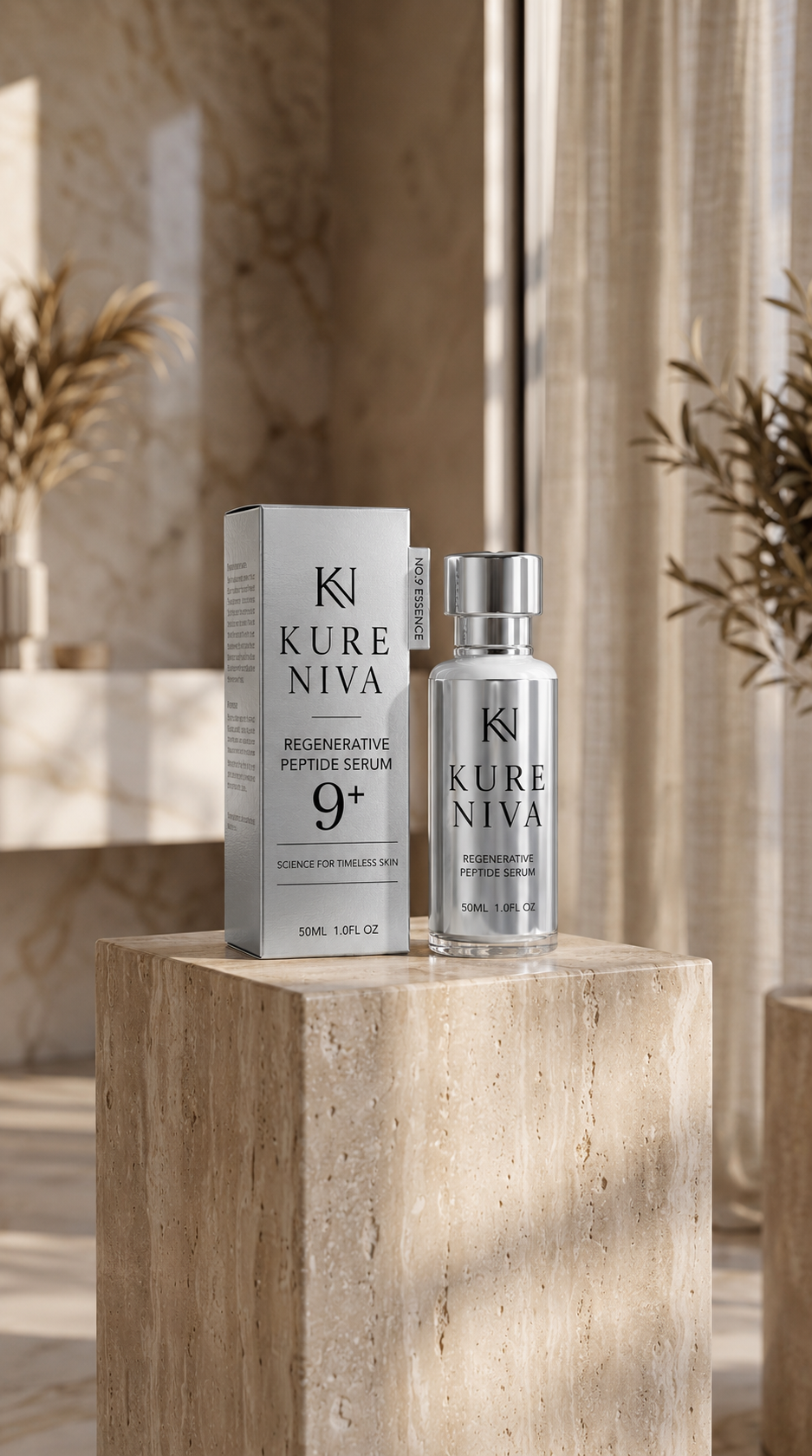Kure Niva NAD+ Peptide Renewal Serum usage guide - apply 2 to 3 drops to face and neck