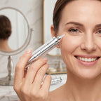 Woman with youthful volumized skin using Kure Niva NAD+ Retinol Volumizing Cream - anti-aging skincare