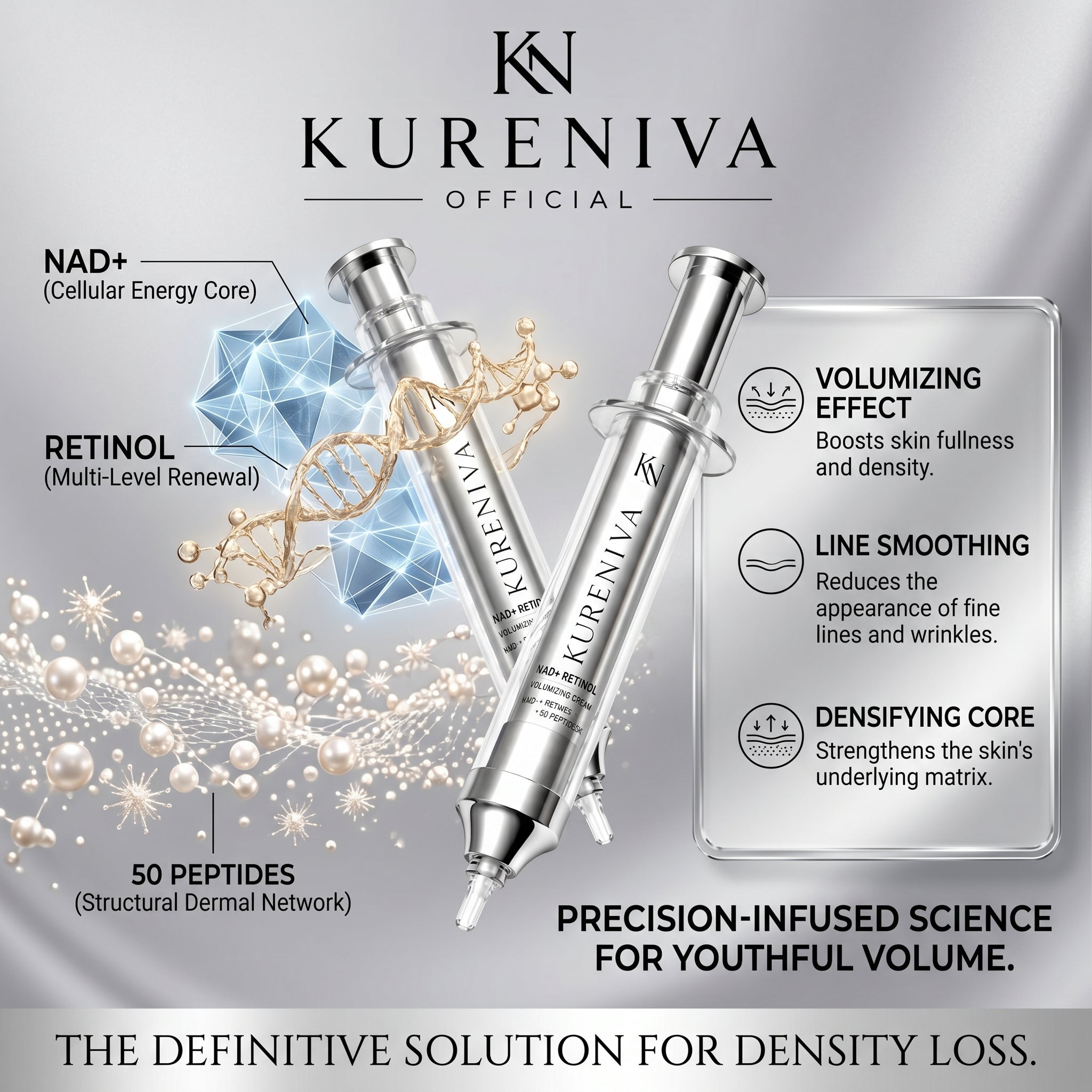 Kure Niva NAD+ Retinol Volumizing Cream product shot - luxury anti-aging cream with retinol and peptides